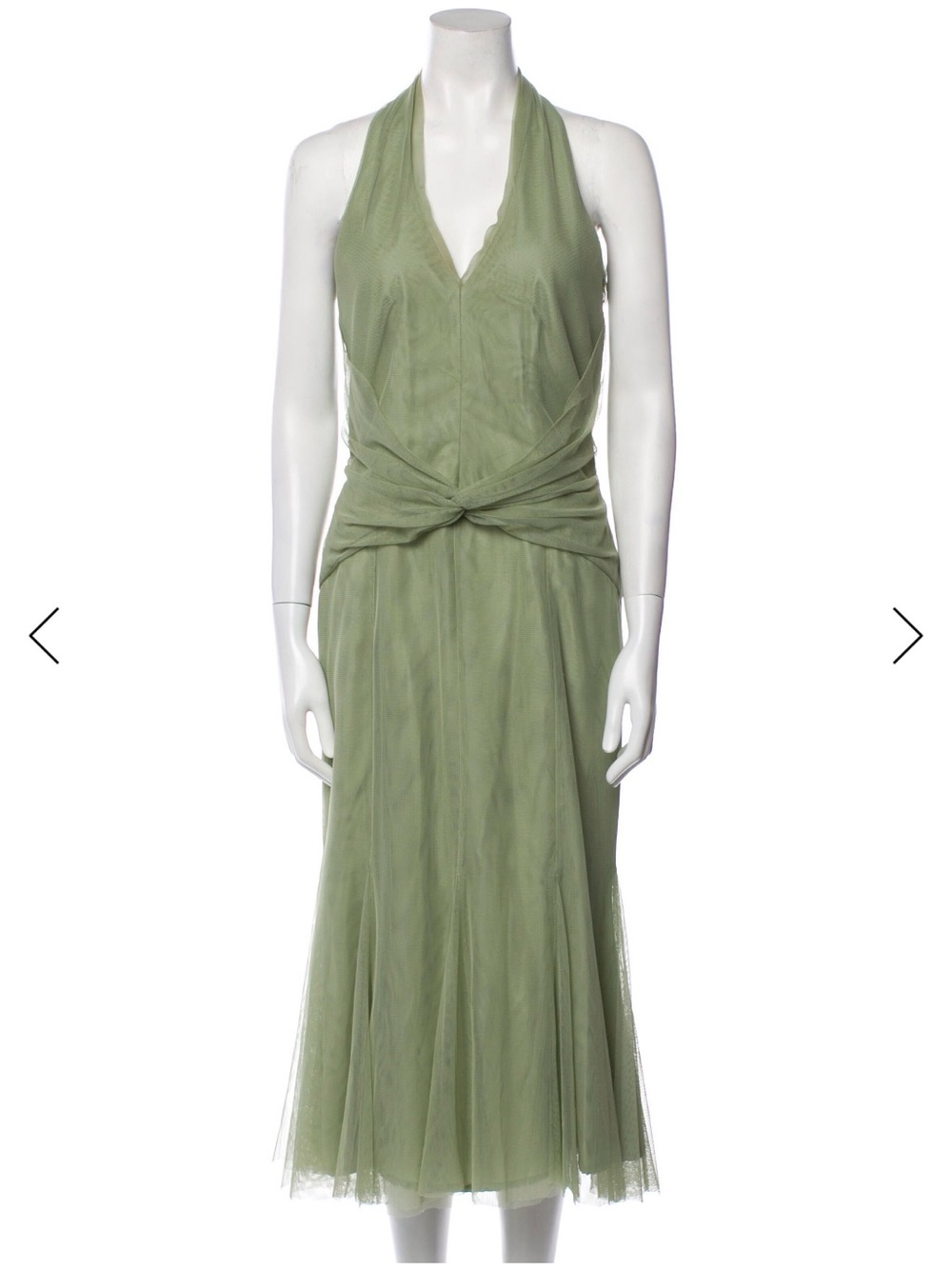 Vera Wang Light Green Halter Evening Gown